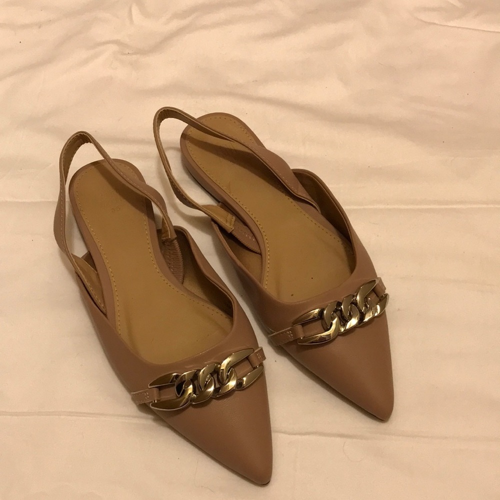 Pale pink sling back flats